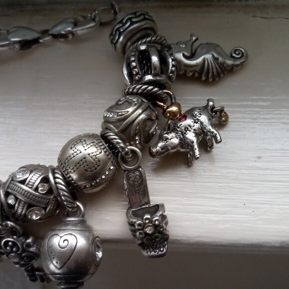 Brighton  charm bracelet loaded with 19 charms  beads 2 stoppers - Picture 11 of 14